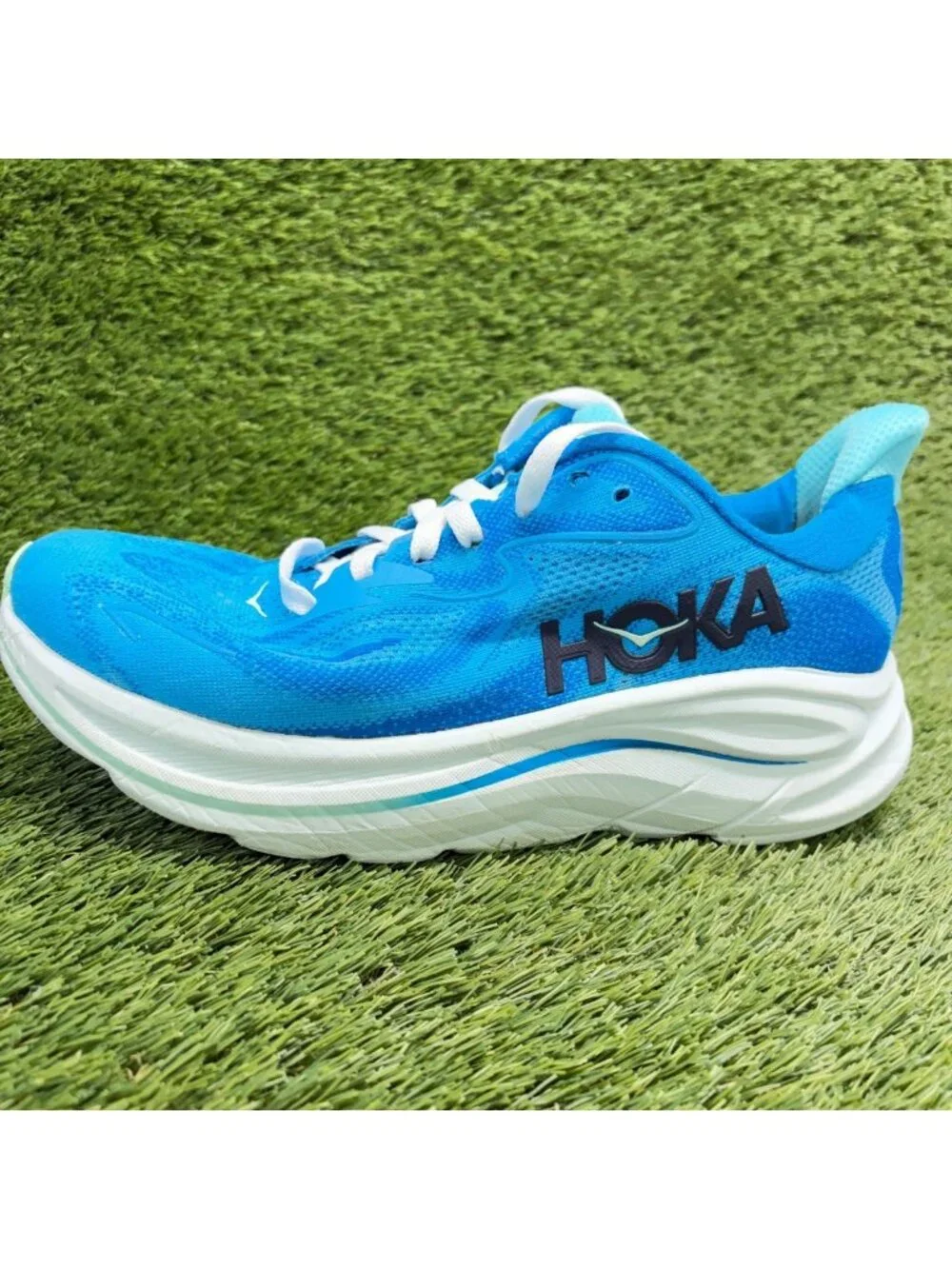 Hoka One One Clifton 10 Mens Size 9.5 Blue Athletic Road Running Shoes Sneakers